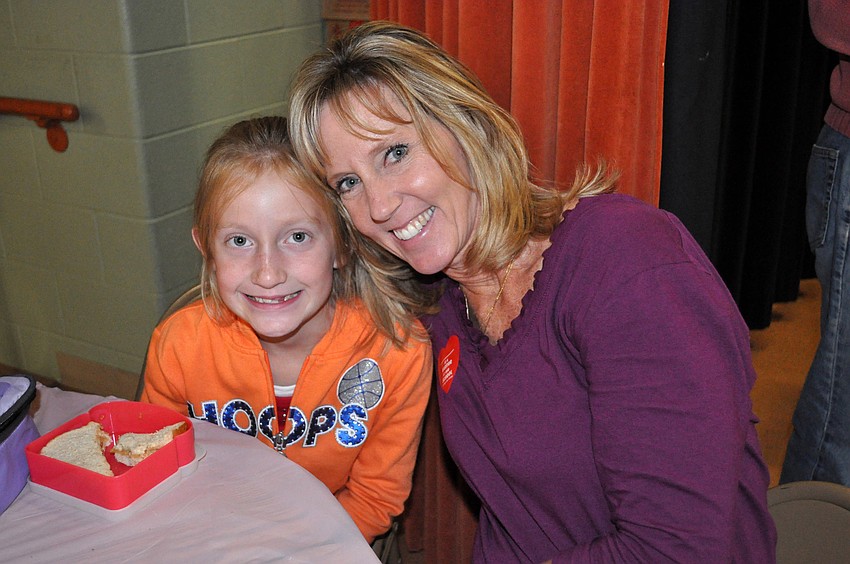 First-grader Andrea Dietz was happy her mom Kathy was able to attend the Valentineâ€™s Day lunch.