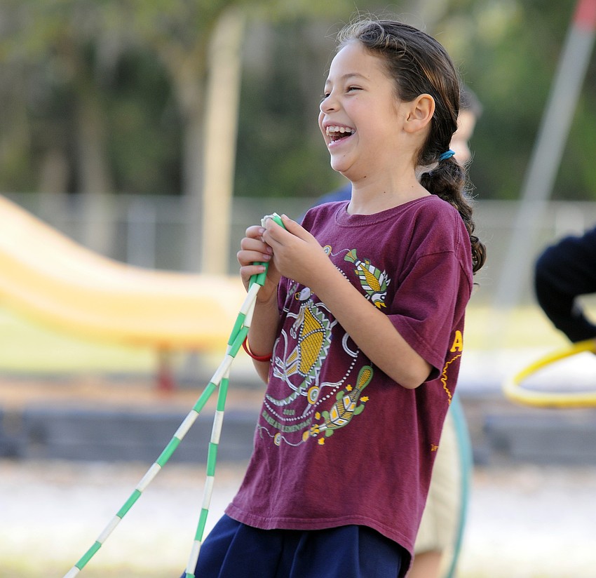 Seven-year-old Skye Redman had a blast jump roping with her friends.