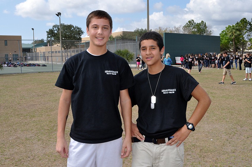 Eighth-graders Trevor Losada and Julian Rivera were eager to tackle the rock wall.