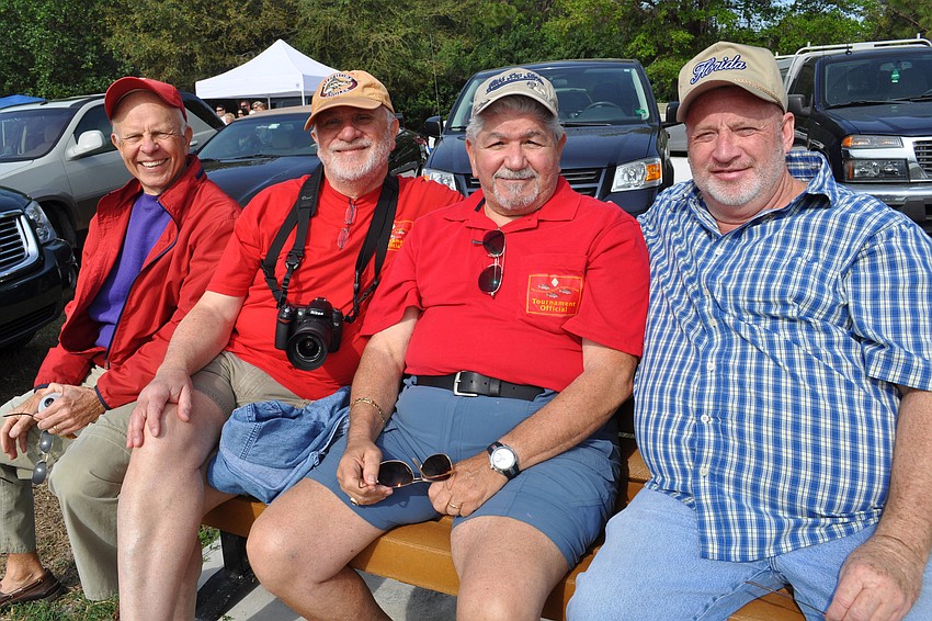 Lakewood Ranch Anglers Jim Reger, Peter Paris and Larry Naddeo and Kiwanis Club member Wes Woodall encouraged the young fishermen.