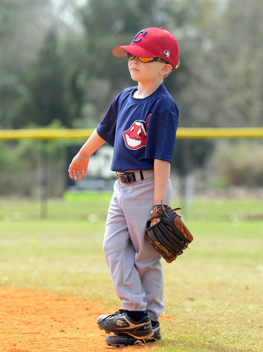 Five-year-old Brayden Sands played right field.