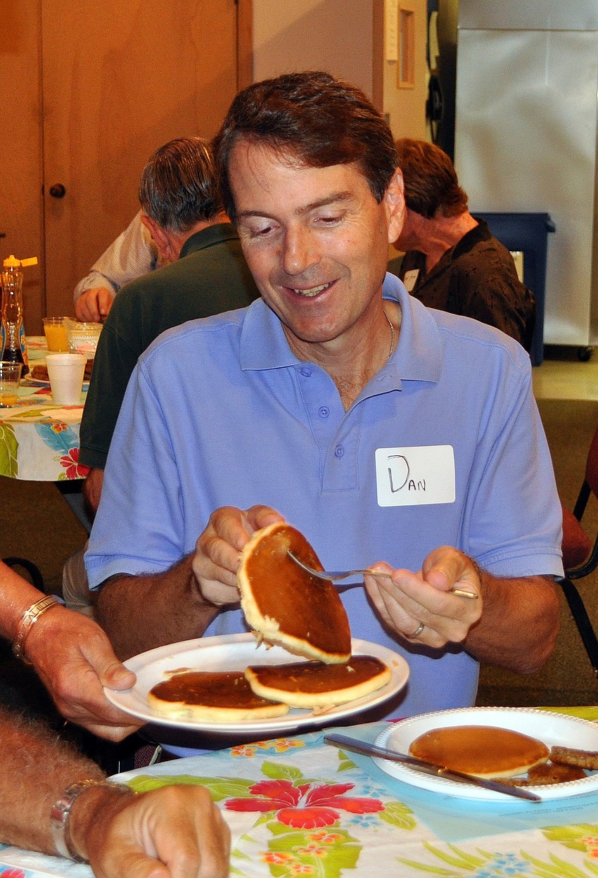 Dan Curry gets a pancake for himself, Tuesday, Feb. 28.
