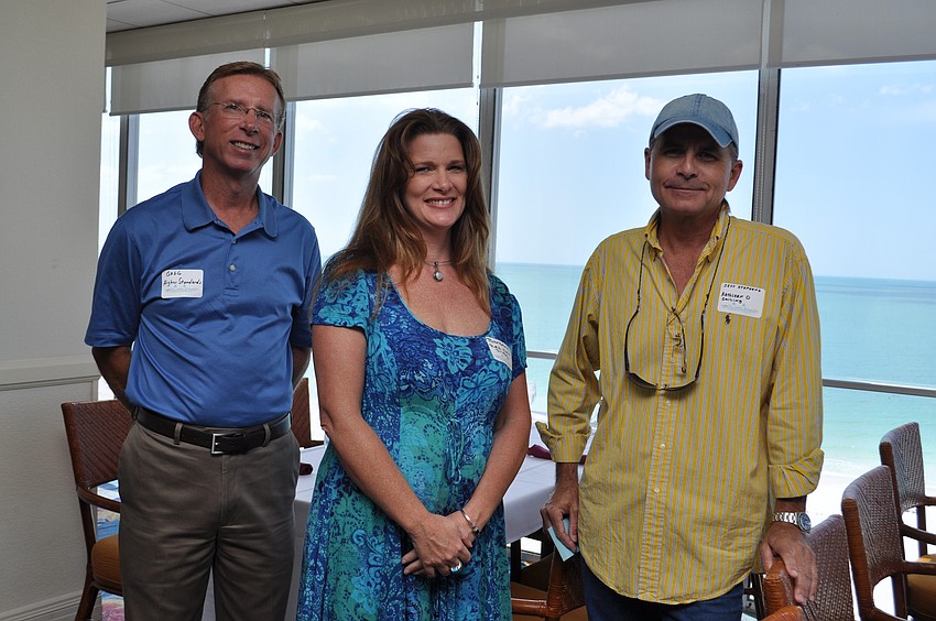 Greg Hayes with Higher Standards, Barbara Harrison with Red Hott Press and Jeff Stephens with Kathleen D. Sailing Catamaran