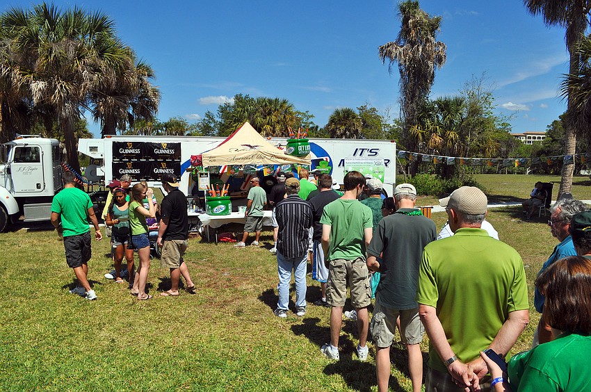 The line for beer was quite long at the Irish Rover St. Patrickâ€™s Day Celebration.