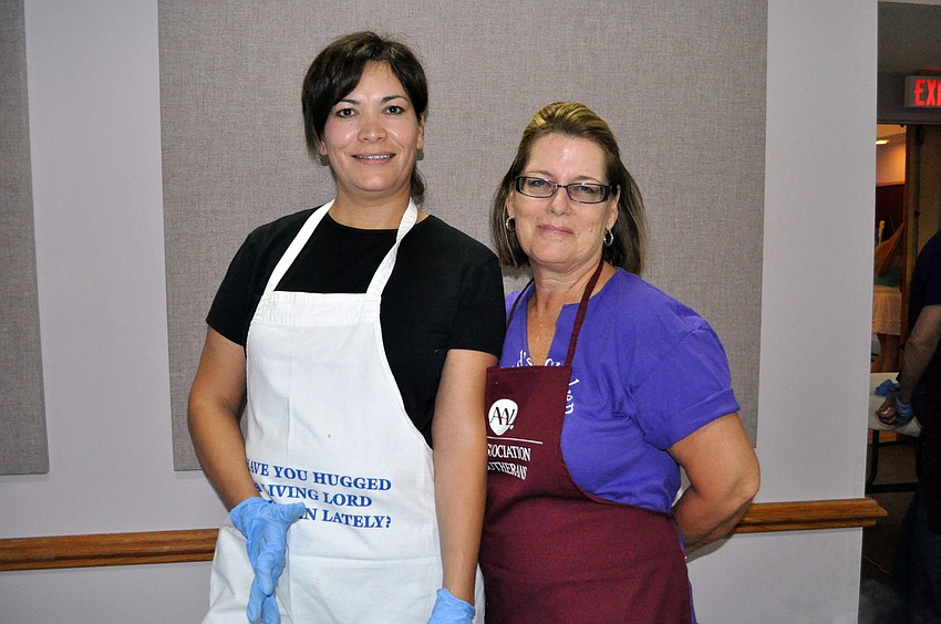 Yolanda Zahn and All Godâ€™s Children voluntary pre-kindergarten teacher Carol Beatty served up platefuls of pasta.