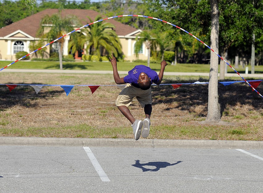 Twelve-year-old Jamaris Palmore did a triple back flip into the jump rope.