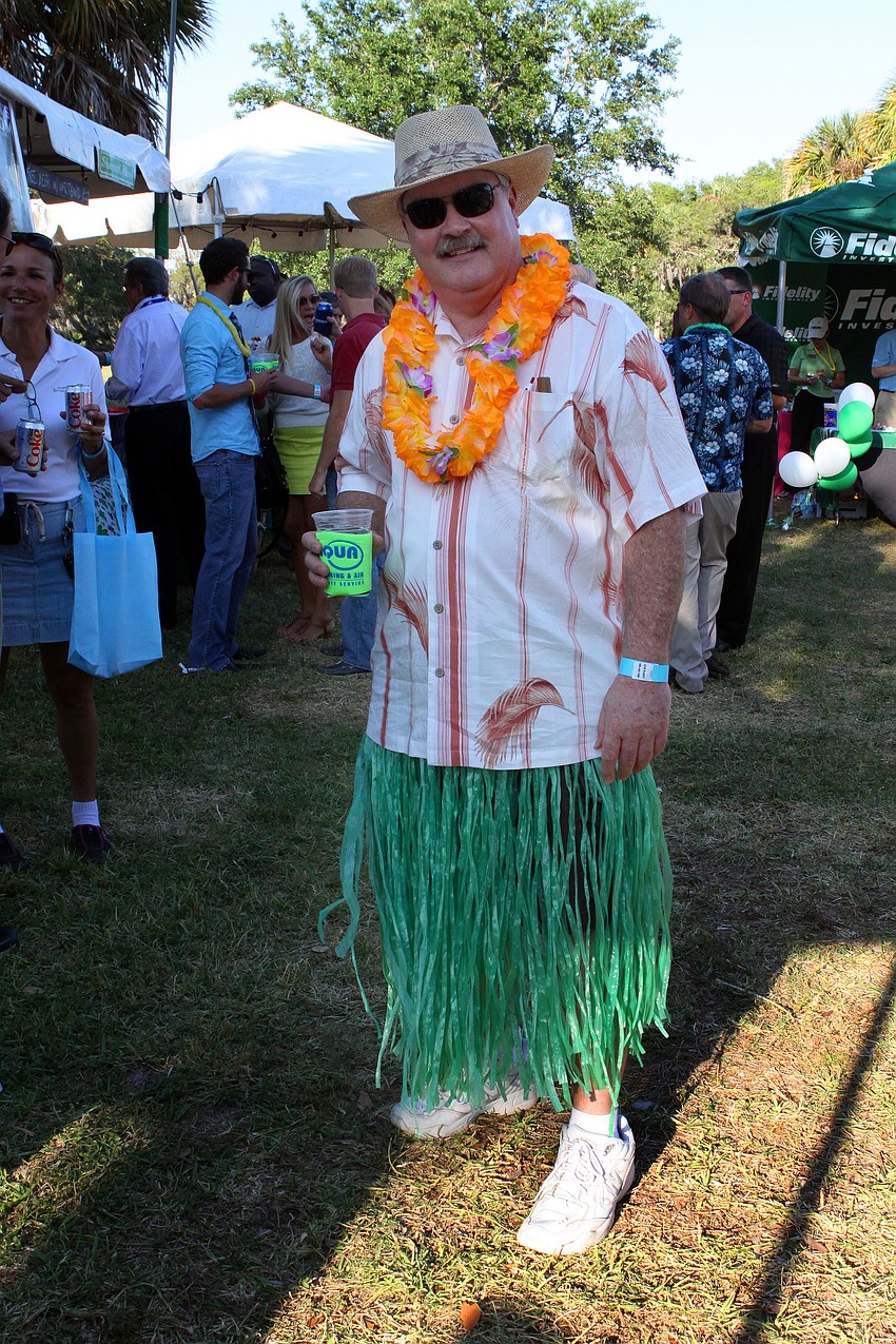Joe Brachle wore a grass skirt to Hob Nob