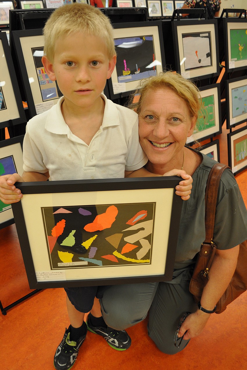 Austin Hinson showed his mom, Carol, his picture, titled 