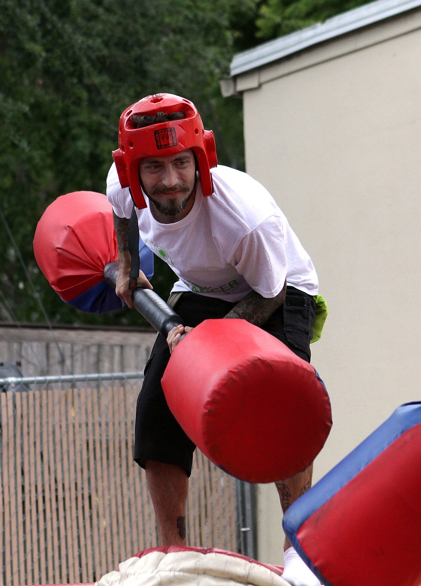 Douglas Jennings, chef at SKOB, gets ready for battle, Saturday, April 14.
