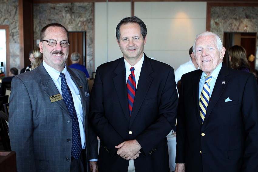 Steve Queior, guest speaker Mark Wilson, President and CEO of the Florida Chamber of Commerce and Chuck Volkert, President of the Sarasota Republican Club