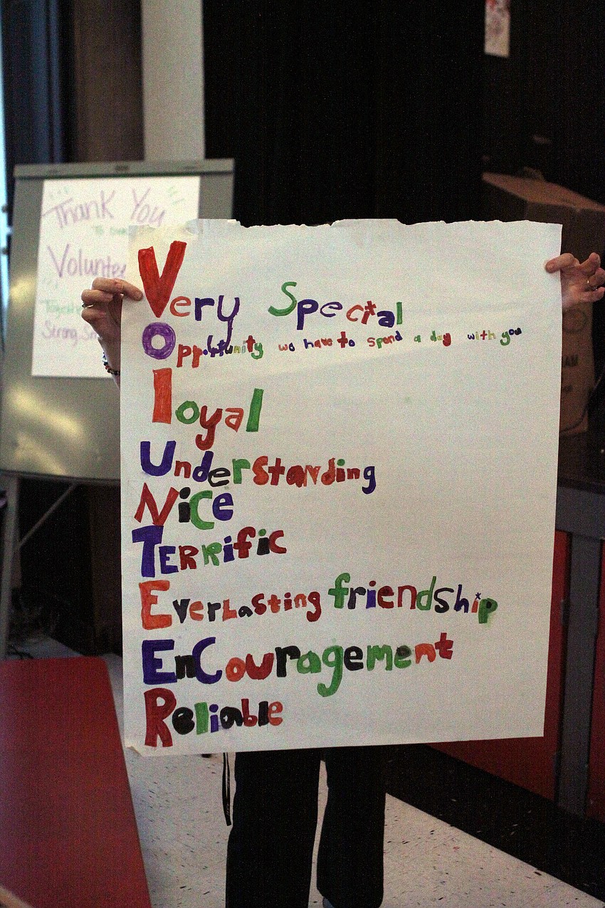 The girls made an acrostic using the word â€œVolunteerâ€.