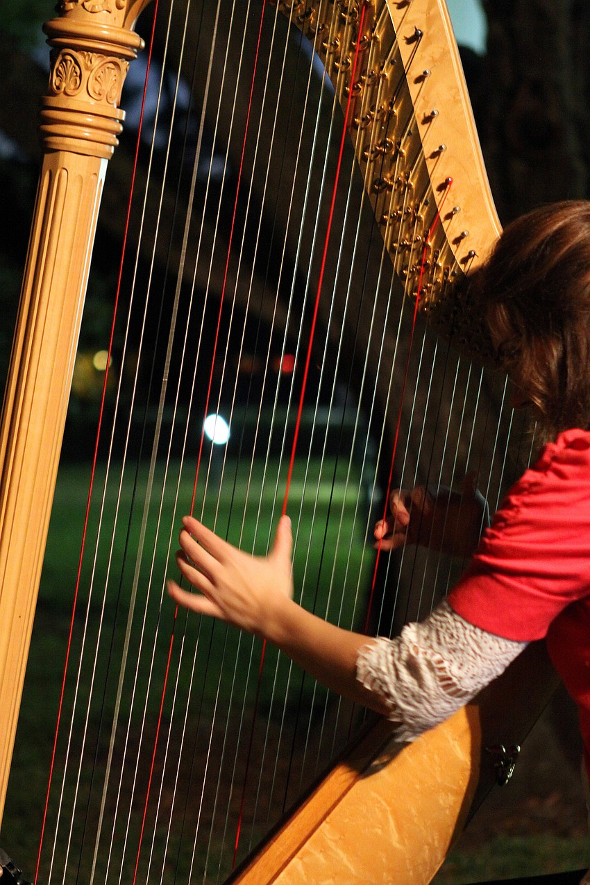 Cheryl Losey, principal harpist for the Sarasota Orchestra, performed at 