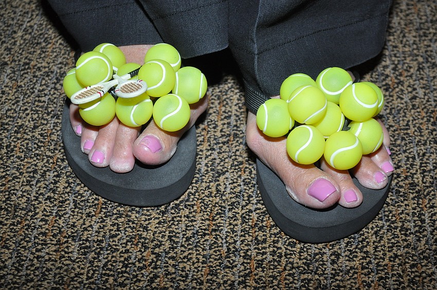 Jane Oaks dresses for the occasion with tennis-ball shoes