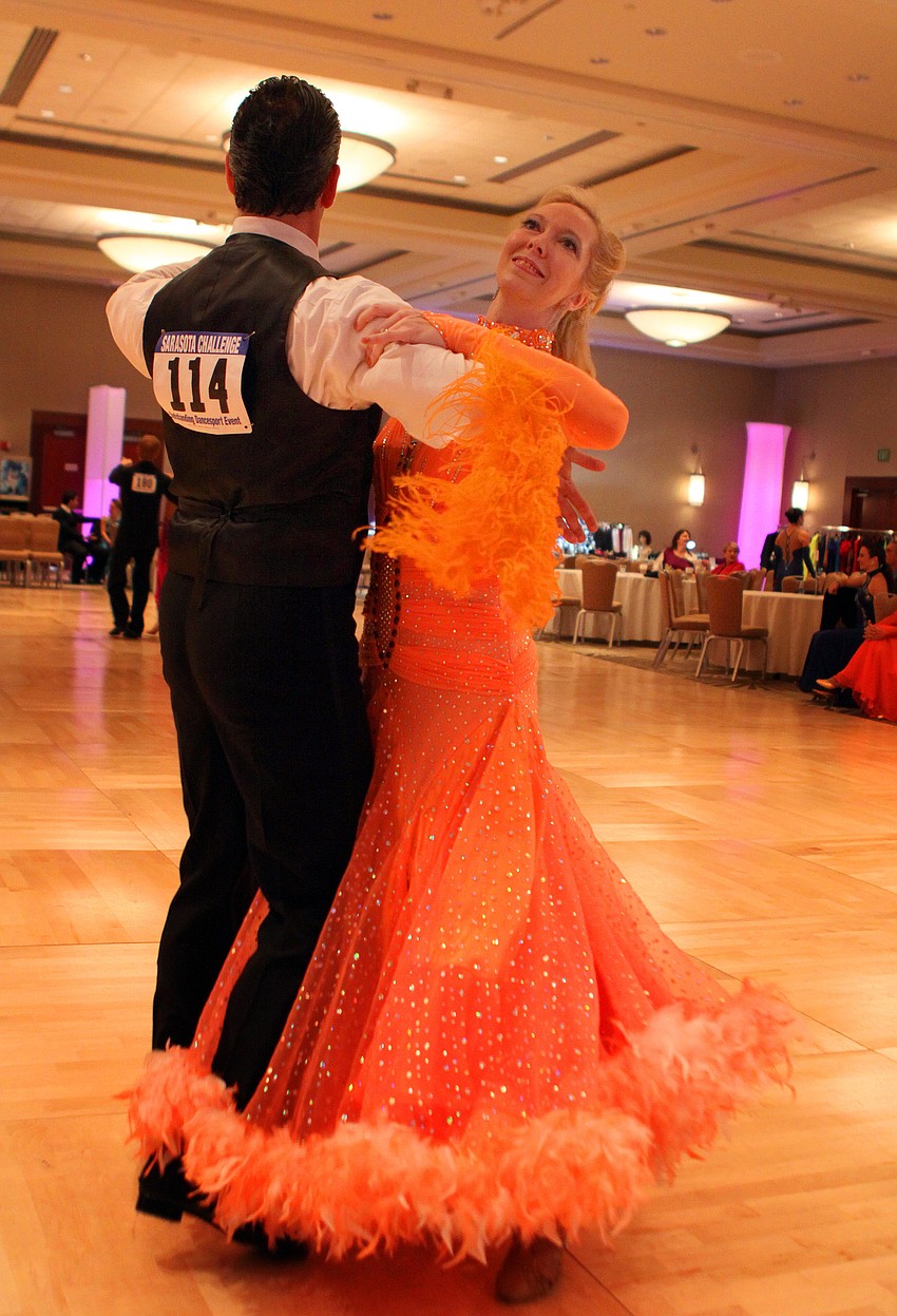 Robert Wiegman and Carol Thomas make their way across the dance floor.