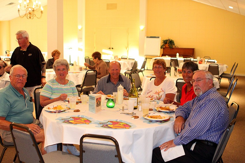 John and Kathy Casey, Arnold and Judy Johnson and Shirley and Michael Granfield sat together Friday, Jan. 20, at St. Boniface's Fish Fry dinner.