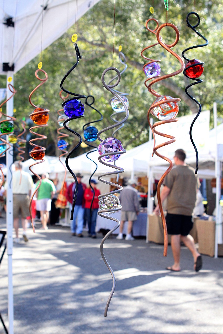 Crystal balls and copper spirals made by Dances with Nature.