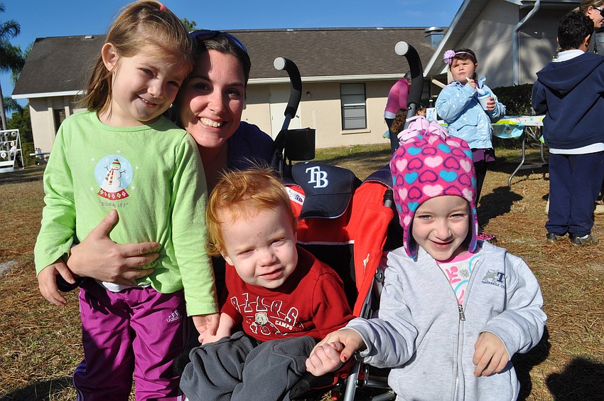 Tabernacle School physical education teacher Katie Reynolds came out with her children Samantha, Elijah and Rachael.