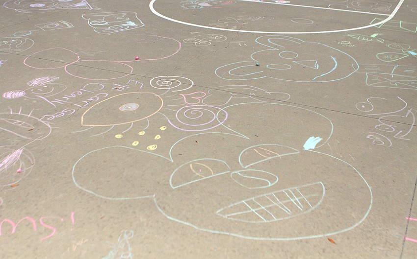 Students drew some of their favorite Disney characters in chalk.