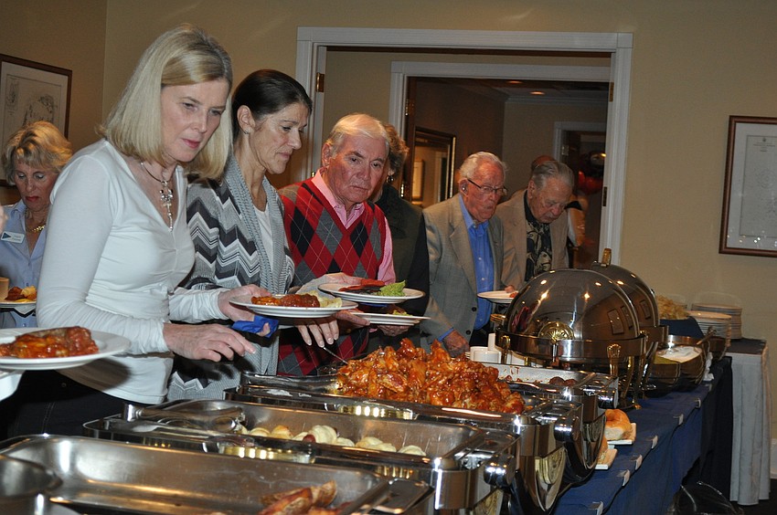 Members chow down on super bowl party food