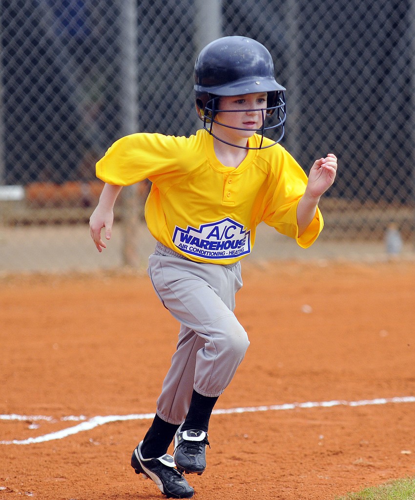 Six-year-old Matthew Lieberherâ€™s favorite part of baseball is hitting the ball.