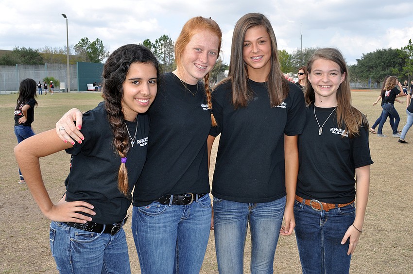 Inesse Chichou, 13, Jessica Krumwiede, 14, Nikki Wiecek, 14, and Rachel Neiman, 13, enjoyed hanging out together.