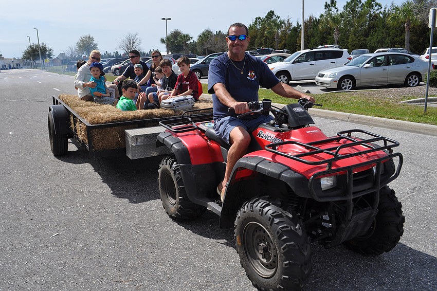 Guests enjoyed a hayride in the parking lot.
