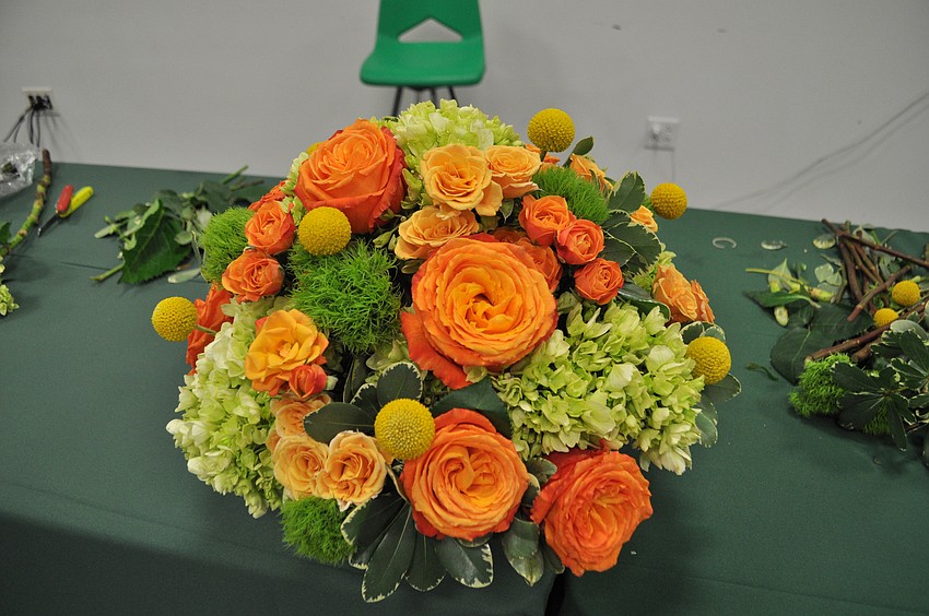 Flower arrangement by instructor Remco van Vliet.