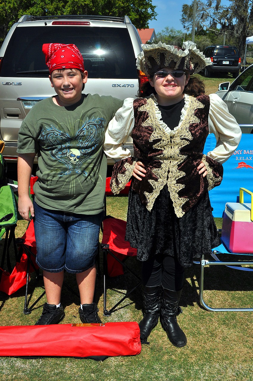 Jesse, 12, and Katlyn, 11, Auricchio dressed up at pirates for Pirate Day at the Sarasota Polo Grounds.