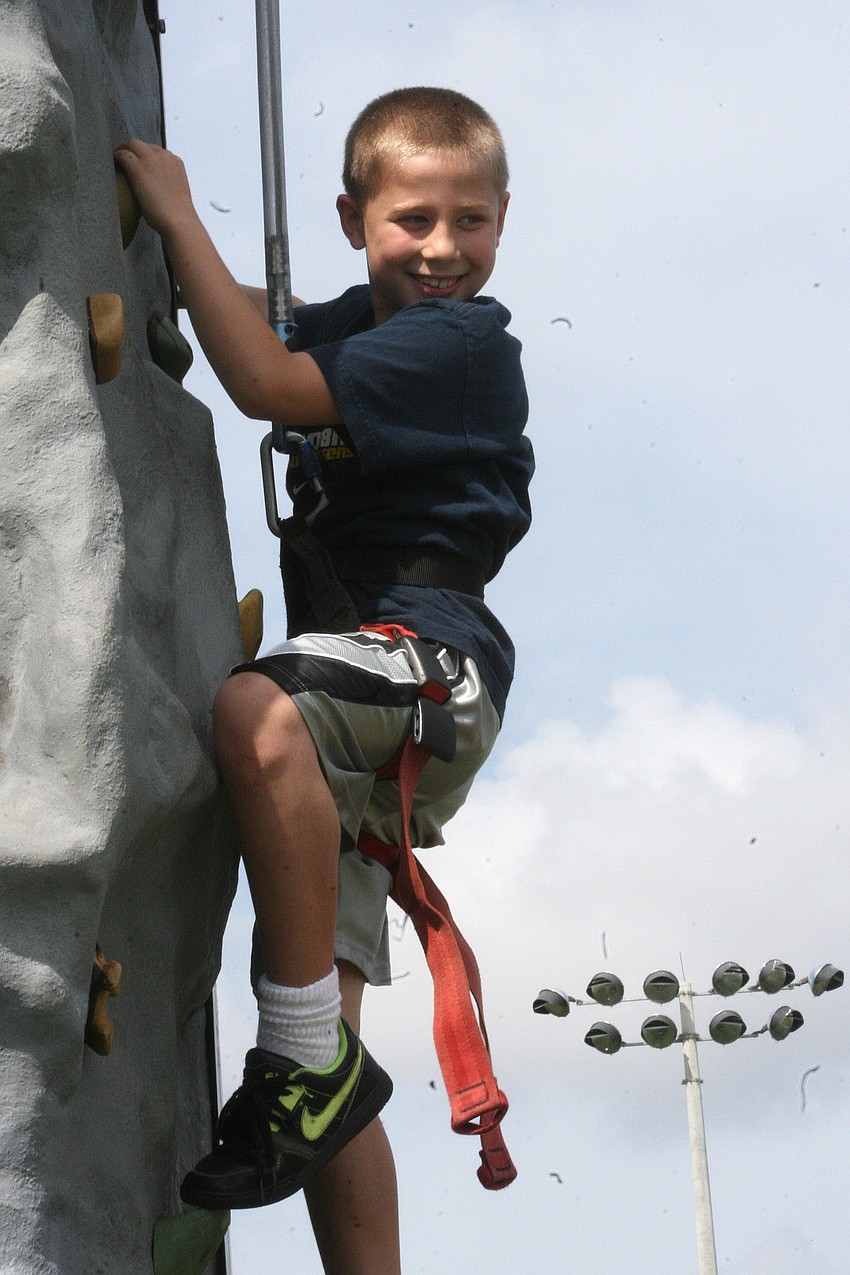 Taylor Gearin, 8, was a determined climber on the rock challenge.