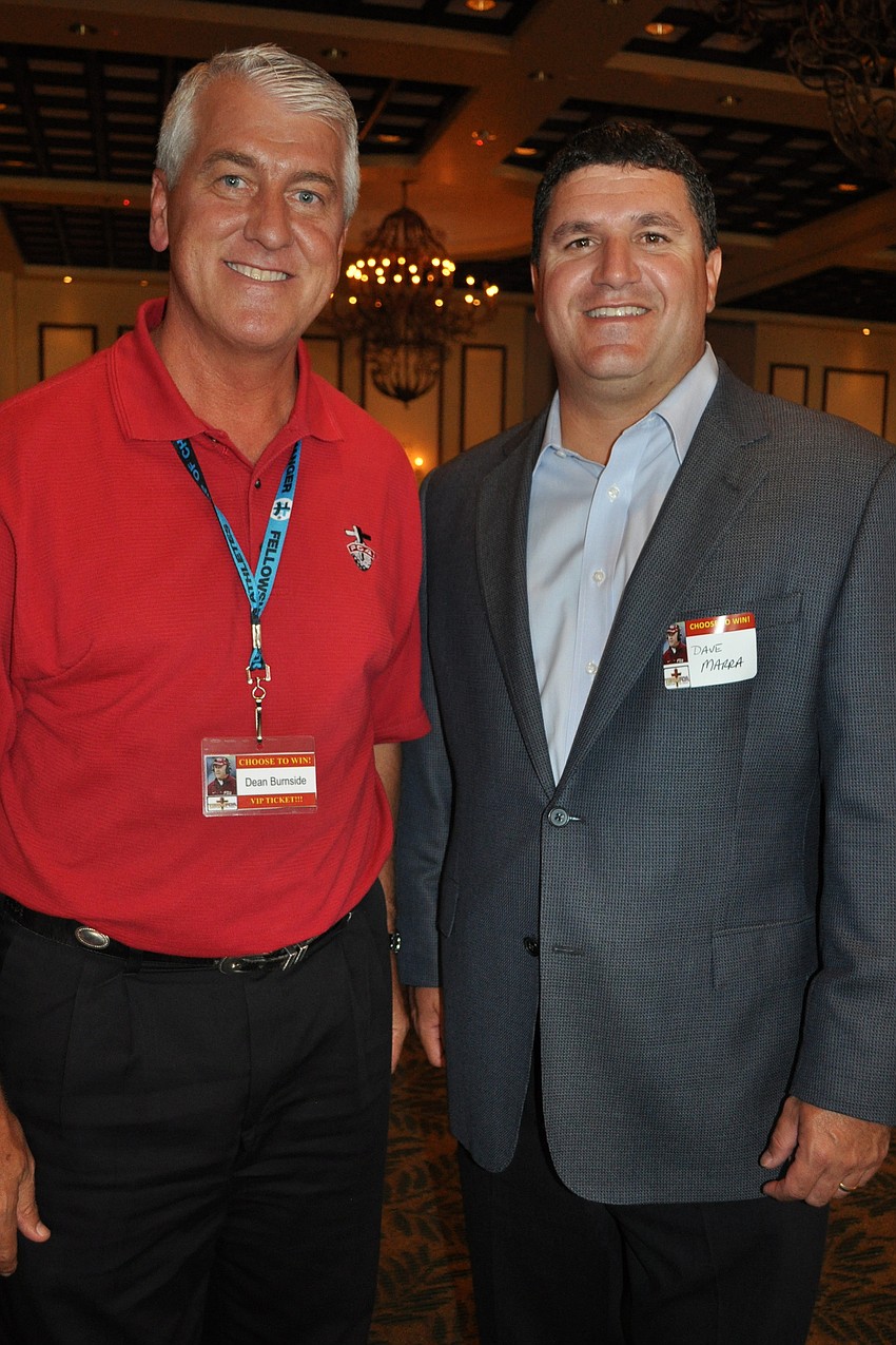 Dean Burnside, of FCA, emceed the event. He is pictured with Dave Marra.