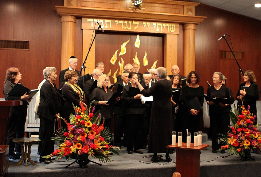 The Sarasota Jewish Chorale practices prior to the service of remembrance, Wednesday, April 18, at Temple Emanu-El.