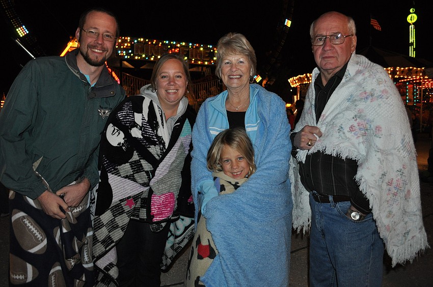 The Tanner family came prepared for the cold. Pictured are Brent, Leanna, Sydney, Doris and Mike.