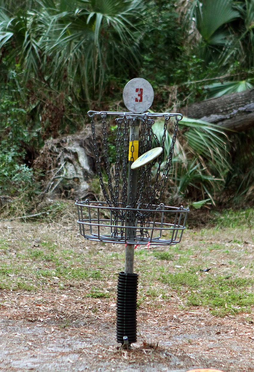 A player scores by getting the disc into the basket.