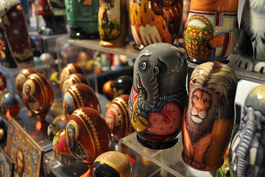 Nesting dolls, or matroyshkas, were some of the authentic Greek goods available for purchase.