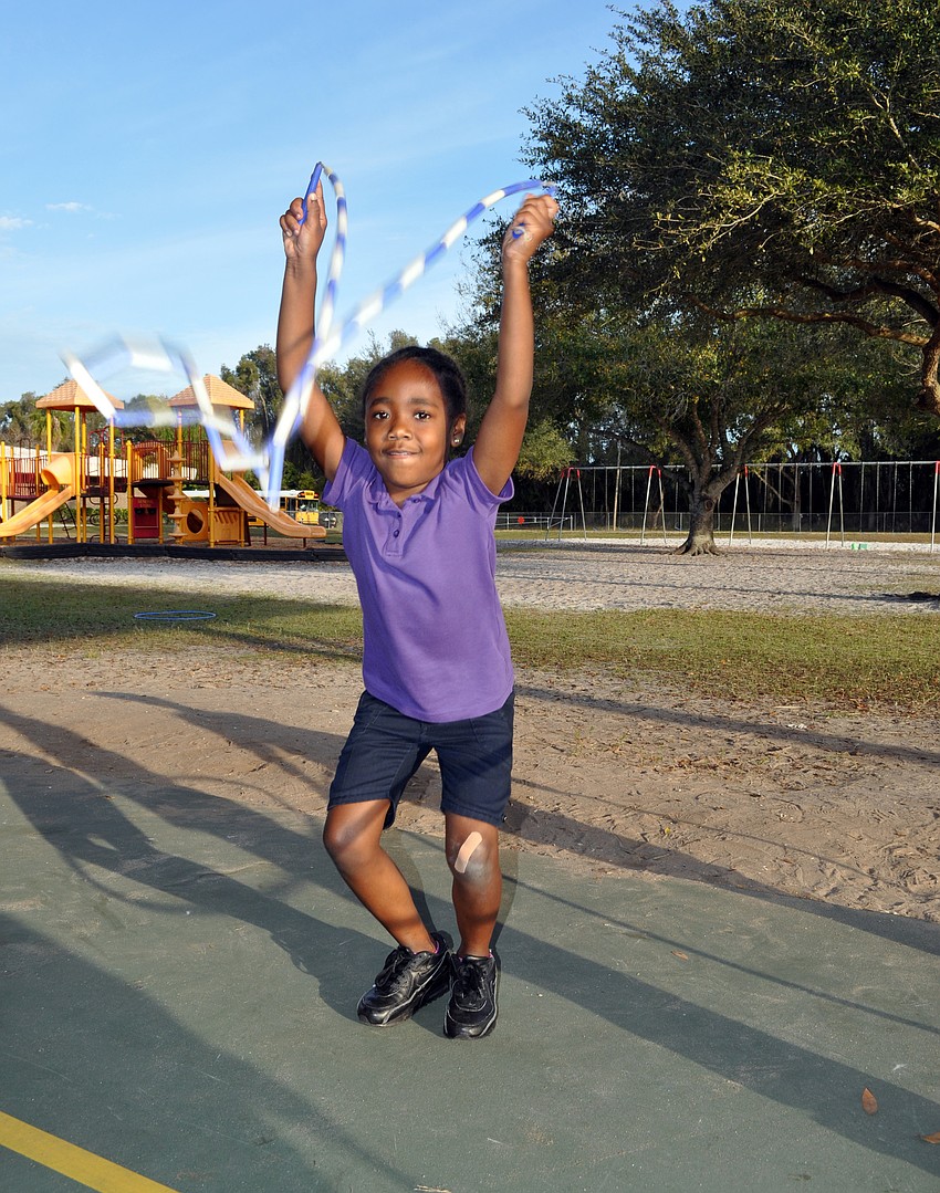 Kindergartner Jazmin Ackerman loves to jump rope.