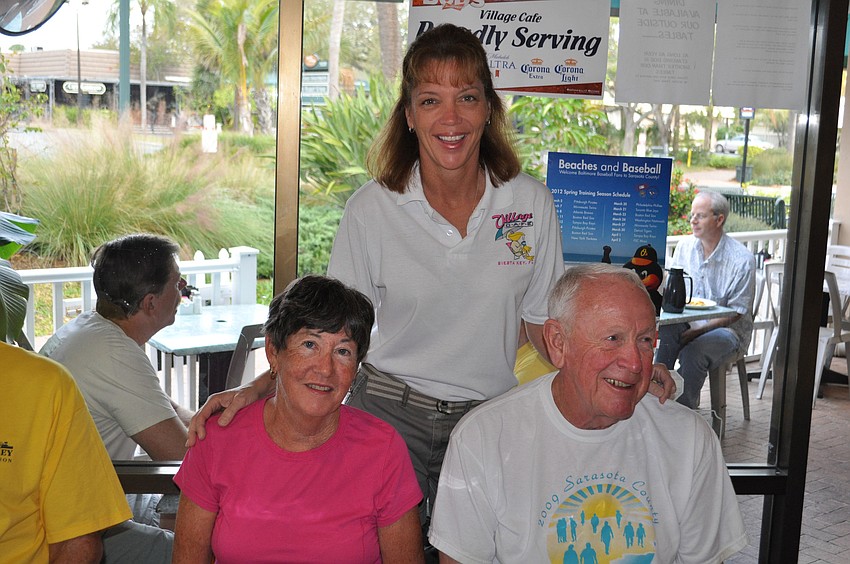 Betty Shopmyer, Village CafÃ© co owner Kay Kouvatsos and Dick Shopmyer