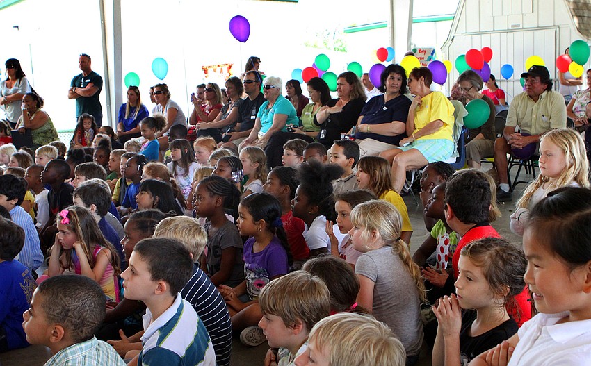 Younger students and parents watch as the fourth graders put on their circus show, Friday, March 9, at Bay Haven Elementary.