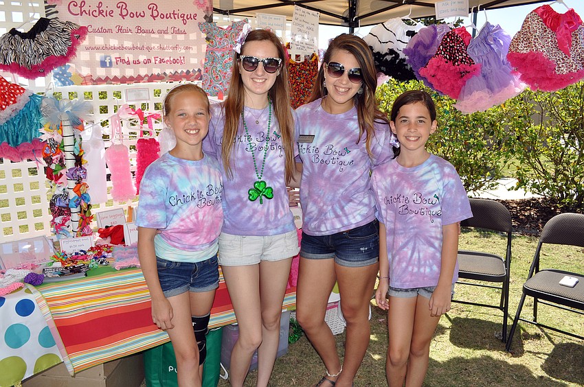 Megan Mercier, 12, Marina Mercier, 18, Karla Gamboa, 19, and Sarah Nolan, 10, sold hair bows for Chickie Bow Boutique.