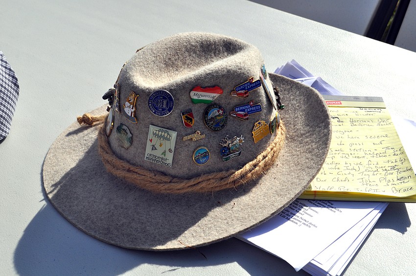 Host Doug Barnett has several of these German hats. He attaches pins to them that he has collected on his European travels.