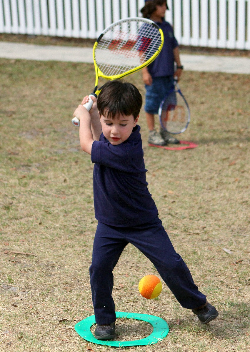 Alexander Smith, 4, gets ready to hit a backhand.