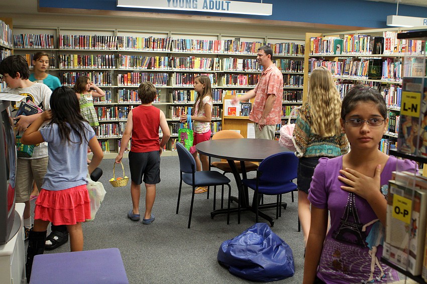 The older kids had their treasure hunt in the Young Adult book section of the Gulf Gate Library.