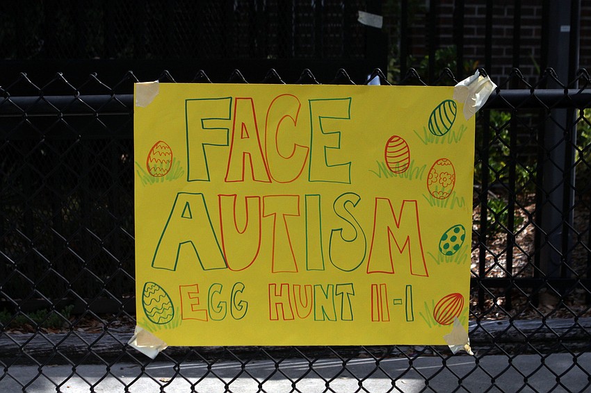 A poster was put up out in front of Ashton Elementary to help people find their way to the egg hunt.