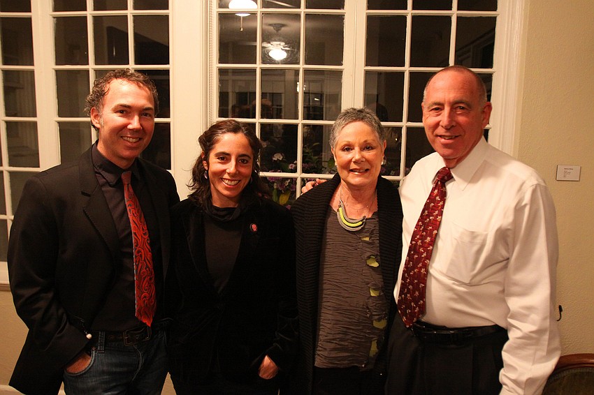 Brian Haverlock and Sabrina Small pose with Small's parents, Jeanie and Harvey Small, Friday, Jan. 13 at the opening reception of S/ART/Q's Avant Garden at the Marie Selby Botanical Gardens.
