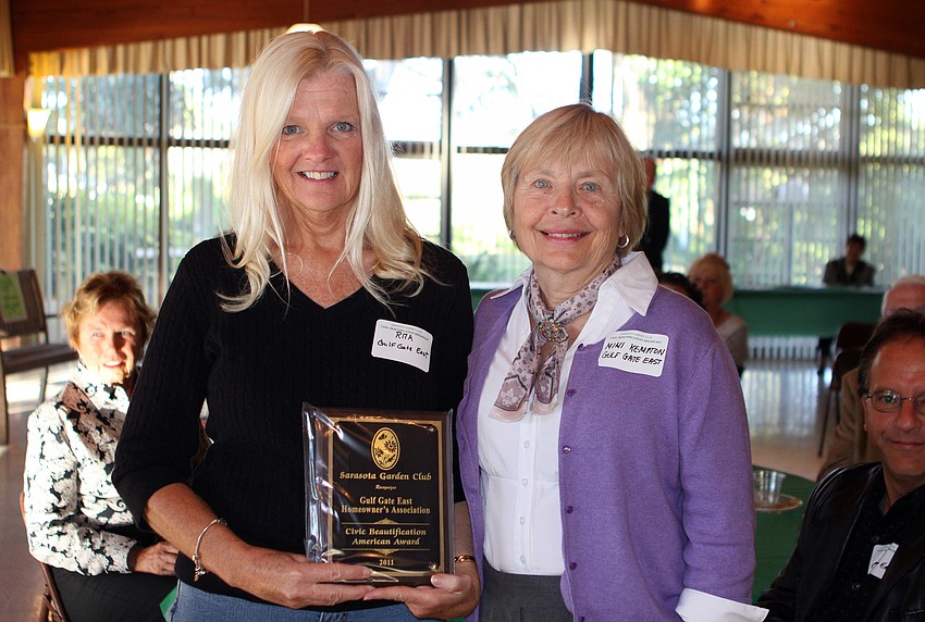 Gulf Gate East received the American Award. The award is given to a group that has joined together in the beautification of their community.