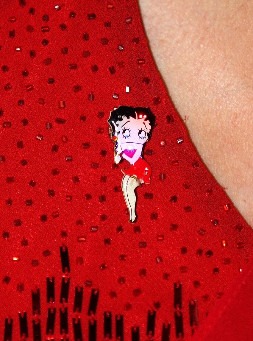 Evelyn Maurer not only dressed up in Betty Boop attire, she even wore a lit-up Betty Boop pin.