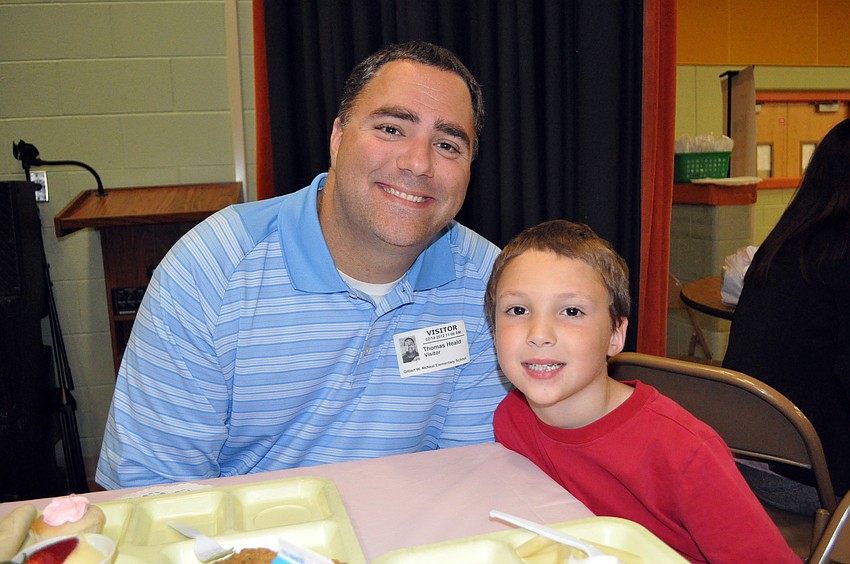 First-grader Connor Heald enjoyed a special lunch with his dad Tom.