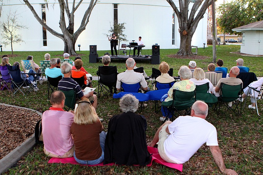 People enjoyed a nice evening outside listening to Betsy Hudson Traba play the flute, Friday, March 2, at Pine Shores Presbyterian.