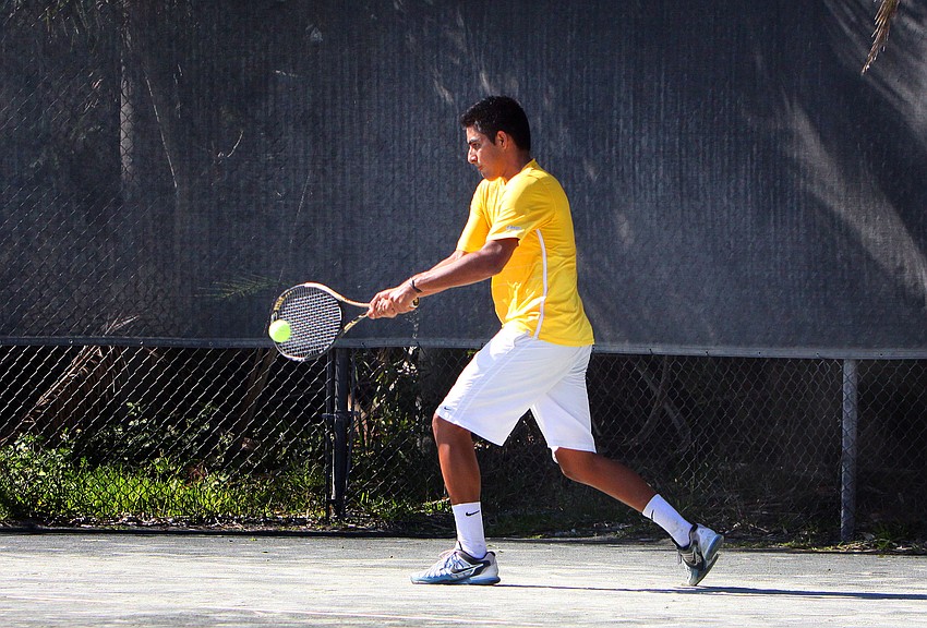 Marco Nunez goes for a backhand, Friday, April 6.