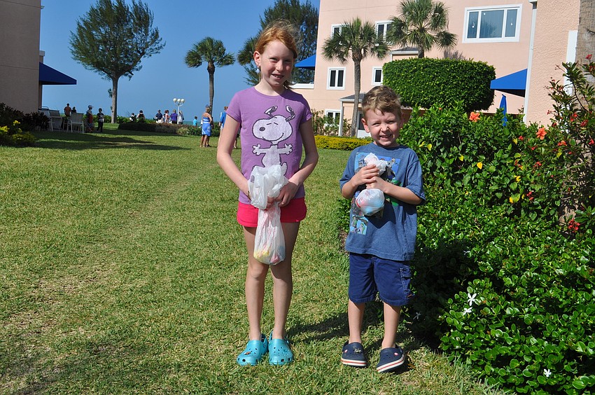 Lily and Andrew Schairbaum show off their loot