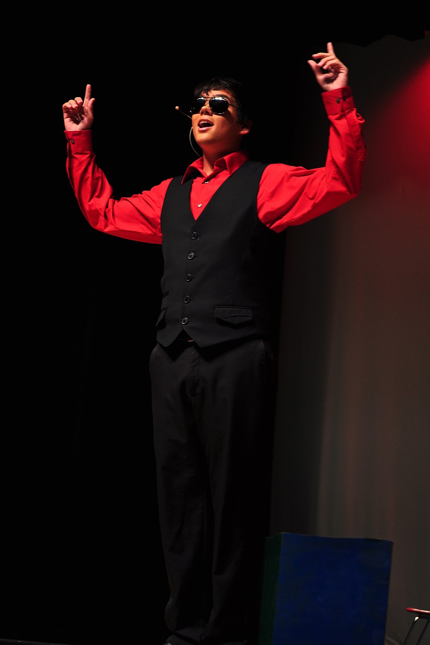 Nathan Evens, a junior sang 